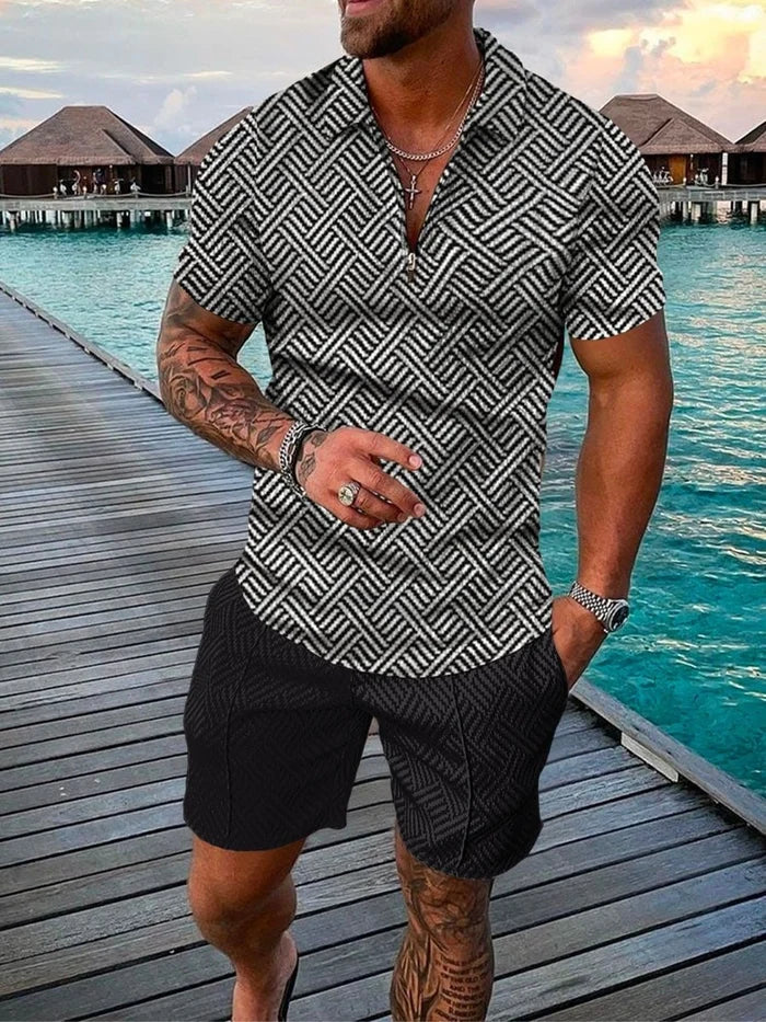 Ethan - Zebra Polo Shirt And Shorts Co-Ord