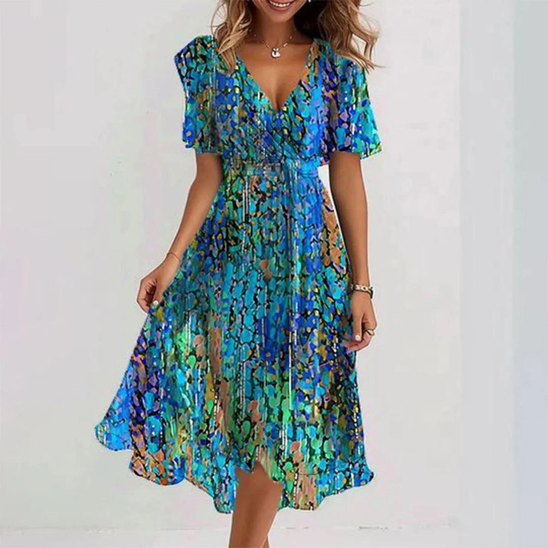 Liza - Vibrant Abstract Midi Dress