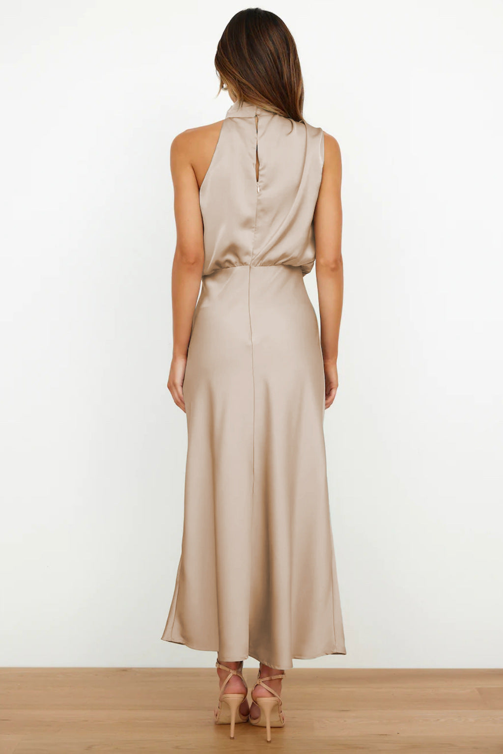 Carlina | Satin Halter Neck Maxi Dress