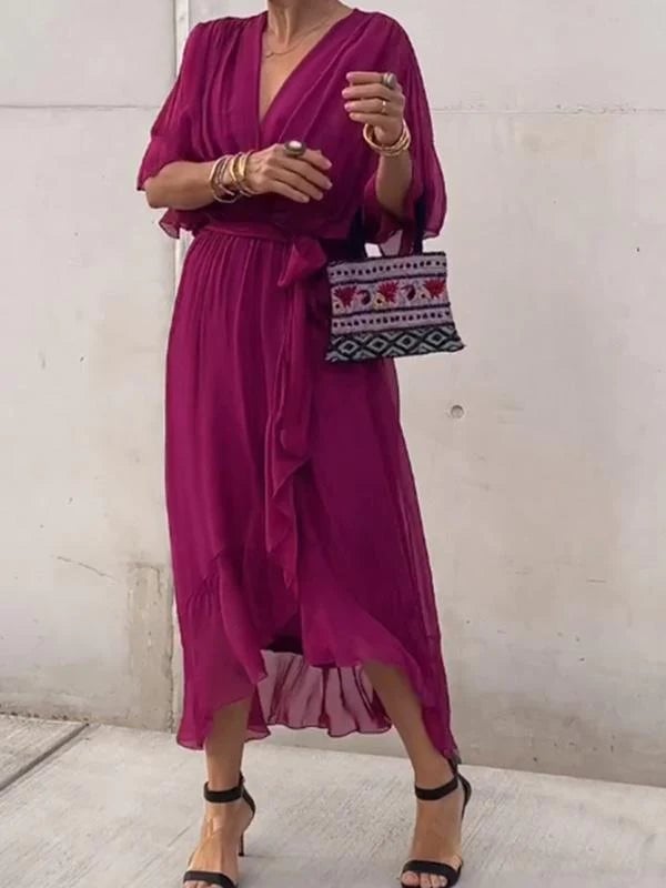 Camilla - elegant V-neck chiffon dress