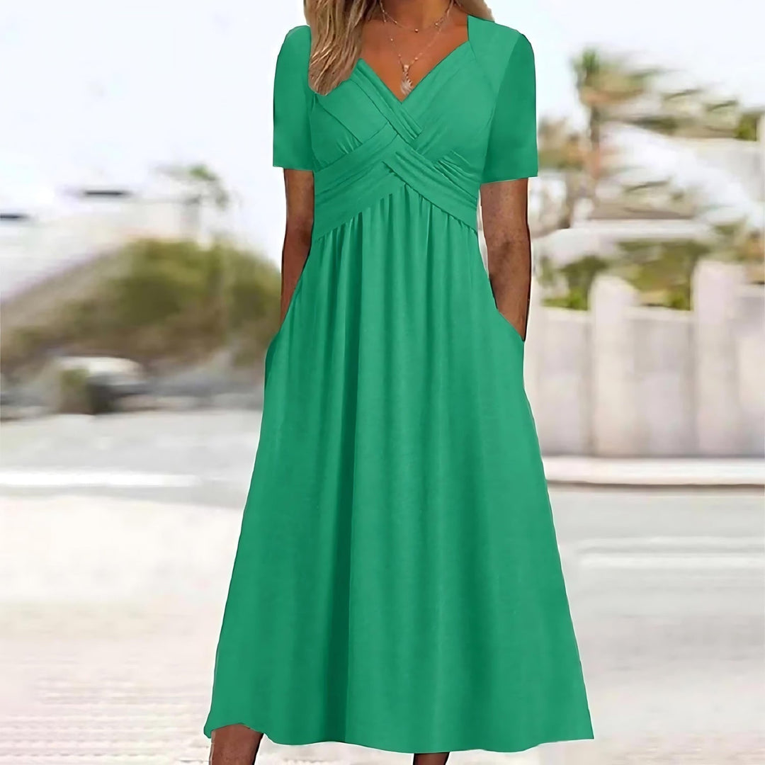 Jamila - Elegant Midi Dress with Tummy Coverage