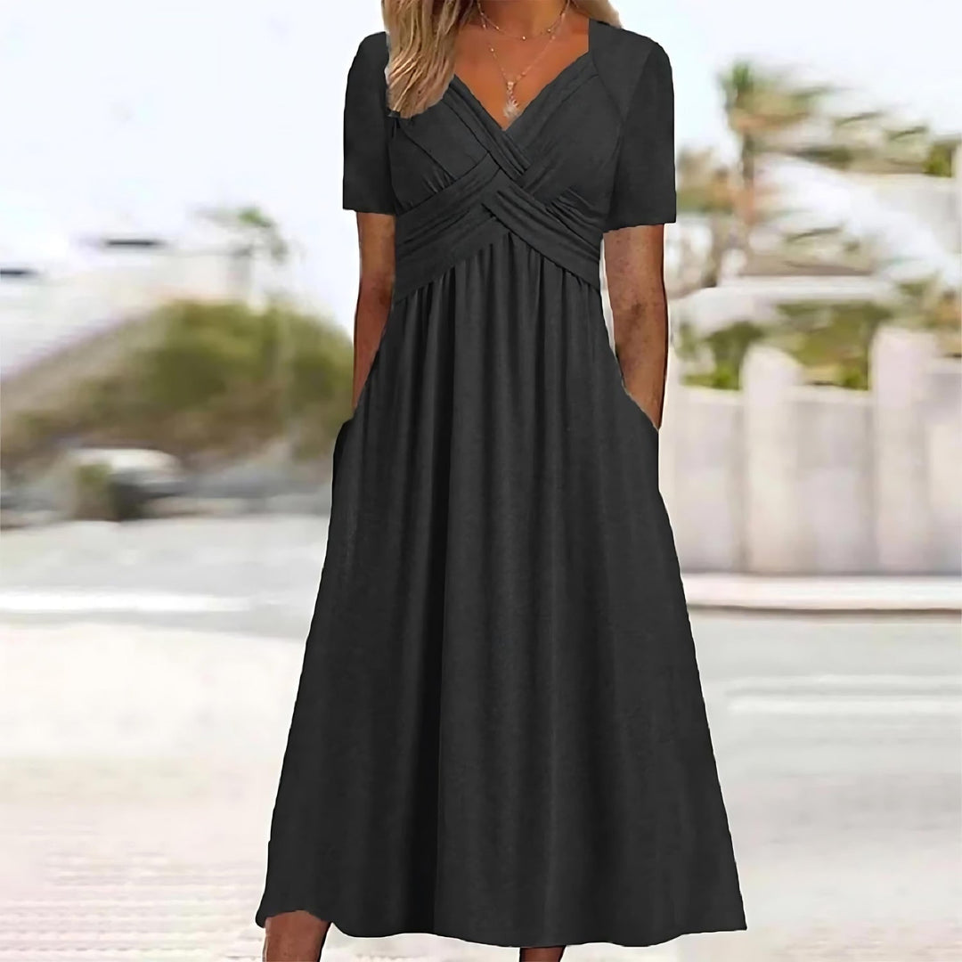 Jamila - Elegant Midi Dress with Tummy Coverage