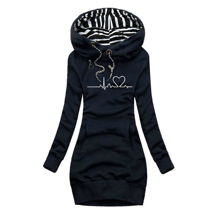 KARLA - SWEATER DRESS WITH PRINTED HOOD