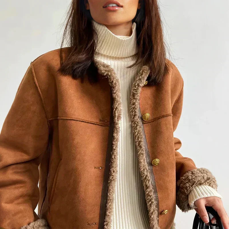 Rose - Sheepskin Button Jacket