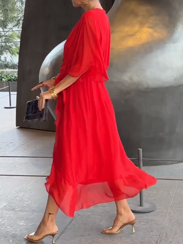 Camilla - elegant V-neck chiffon dress