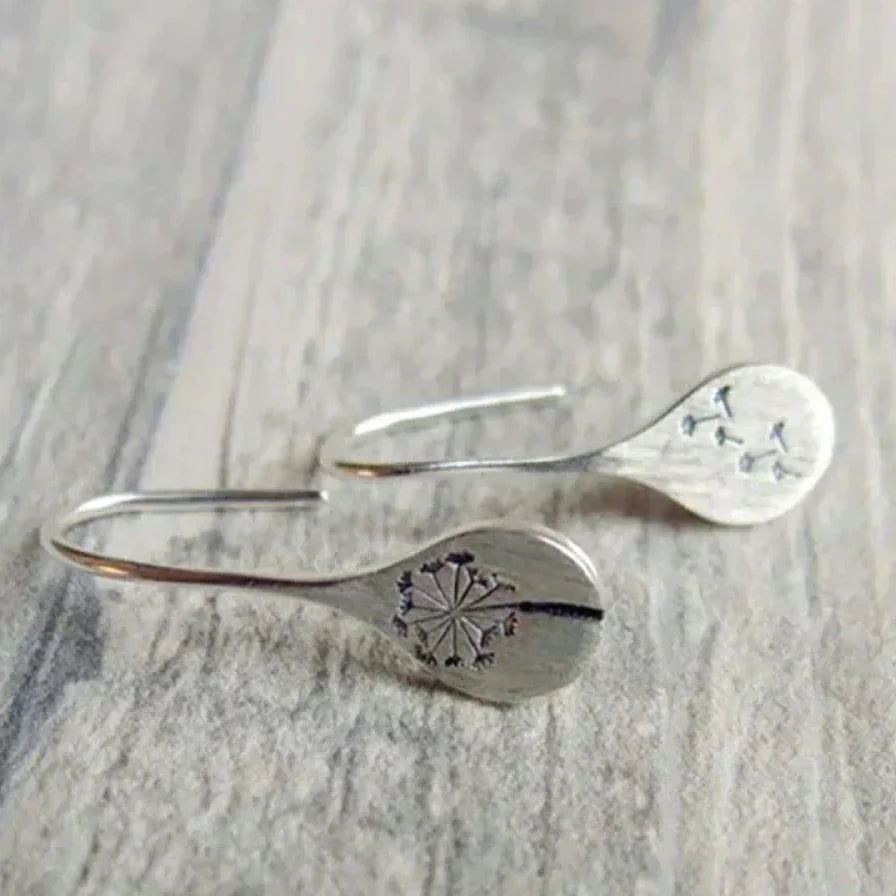 Paloma – Silver Dandelion Leaf Earrings