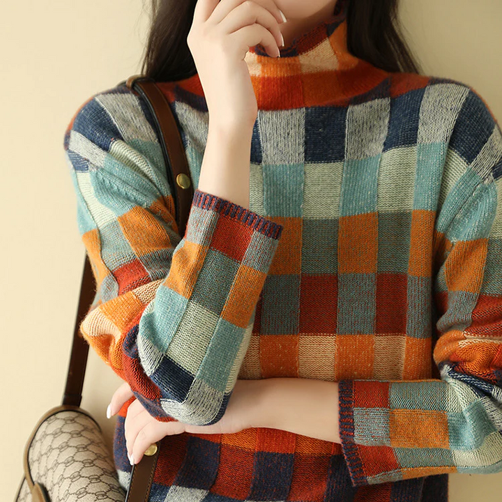 PENELOPE - High-Neck Patchwork Sweater