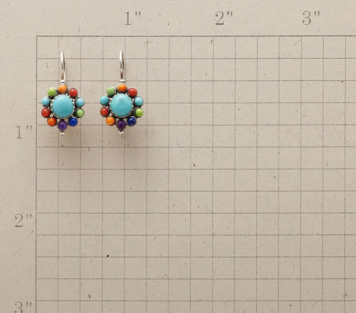 Davina – Multicoloured Turquoise Round Earrings