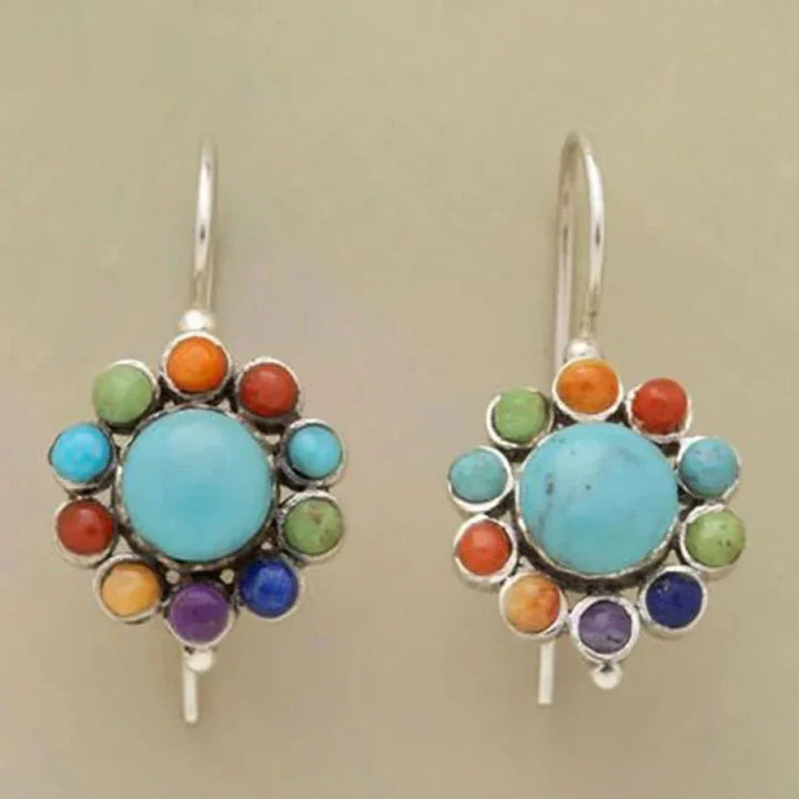 Davina – Multicoloured Turquoise Round Earrings